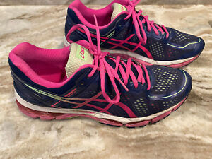 Asics Gel-Kayano 22 Women's size 12 /Pre-owned / Blue with Pink accents