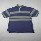 Vintage Tommy Hilfiger Polo Shirt Mens Large Blue Gray Striped Short Sleeve
