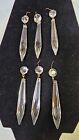 6 Vtg Long Spear French Cut Glass Chandelier Crystals Prisms