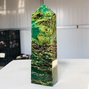 416g Natural Emerald Quartz Crystal Obelisk Wand Point Healing Mineral M614