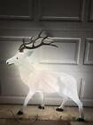 Vintage Christmas White Reindeer Deer Blow Mold General Foam Lights Up  44
