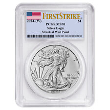 2024 (W) $1 American Silver Eagle PCGS MS70 FS Flag Label