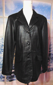 Vintage Croft & Borrow Womens Lambskin Leather Blazer Jacket Soft Leather~L