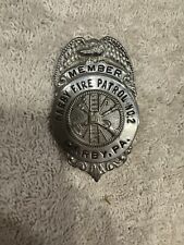 Vintage Darby Fire Patrol Badge Rare 1950s Darby PA Member Fire Patrol Badge