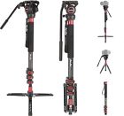 CD324 Carbon Fiber Video Monopod Kit with Fluid Head and Removable feet 71 Inch