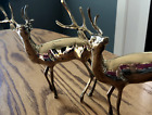 2 Vintage Polished Brass Buck Deer Figurines Statues Made in Korea - 7-1/4