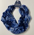 Women's Juncture Circle Infinity Scarf Blue Tie Dyed Chiffon Lightweight