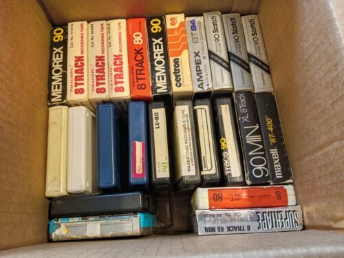 21 Blank 8-Track Cartridge , 7 Used + 2 Head Cleaner Tapes Lot
