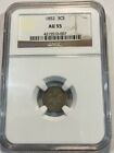 1852 choice AU silver U.S. three cent piece. 3c. NGC AU55. #nmd007