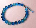 VINTAGE Deco Blue Murano? LARGE Glass Beads Blown Hook Hand Knotted Necklace