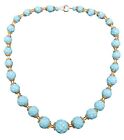 Antique Blue Italian Murano Opaline Glass Beaded Necklace