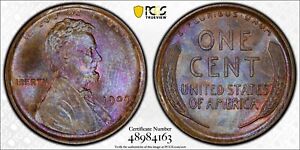 1909 Lincoln Wheat Cent PCGS MS64BN Gold Shield. Vibrant Toned Lincoln True View