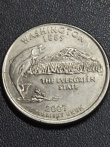Washington State Quarter Error Coin 5% Off Center Broadstrike 2007 P Nice RARE!