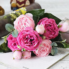 13 Heads Silk Peony Artificial Flowers Peony Wedding Bouquet Home Party Decor US