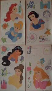 Disney PRINCESSES w/names wall stickers 26 decals Ariel Cinderella Snow White +