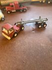 VINTAGE 1970 TOOTSIE TOY MINI METAL SEMI LOGGING TIMBER TRUCK WITH TWO LOGS