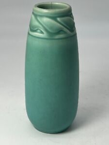 1920 Rookwood Pottery Vase Pale Blue with Cutout Decorations Top
