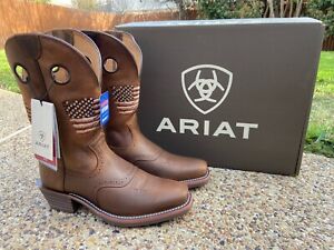 NEW Mens Ariat PATRIOT Brown Leather Soft Toe Western Cowboy Boots 10040348