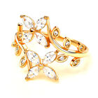 Ring Women Gold Plated Cubic Zirconia Leaves Flowers Fashion jewelry