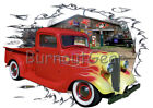 1936 Red Flames Chevy Pickup Truck Custom Hot Rod Garage T-Shirt 36 Muscle Car T