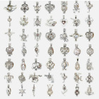 15 Bulk Silver Plated Pearl Beads Cage Locket Pendant Charm Random DIY Necklace