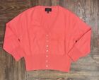 Pure Collection Crop Cashmere Button Cardigan Coral Pink V-Neck US Sz 4