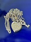Tiffany & Co 18K Rose Gold Heart Key Padlock RTT Love Pendant Necklace Adj 16/18