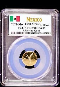 2021-Mo Mexico 1/10 oz Proof Gold Libertad PCGS PR 69 DCAM First Strike PF Cameo