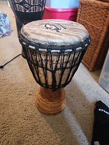 Hand-carved African Djembe Drum - Solid Wood, Goat Skin -  Ghana  8x16. New