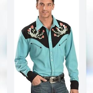 Scully Horseshoe and Rose Embroidered Snap Front Shirt P660 