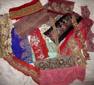 ZARDOSI WORK RARE LOT Antique Vintage Sari TRIM LACE EDGING RIBBON 100 GRAMS