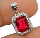 2CT Ruby & Topaz 925 Solid Genuine Sterling Silver Pendant Jewelry Y3-2