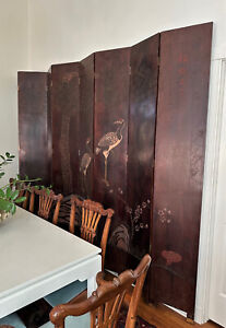 New ListingLarge Chinese 8 Panel Folding Double Sided Floor Screen Carved Room Divider, 8'