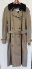 Men's AQUASCULUM of LONDON Trench Rain Over Coat LARGE Taupe Plaid WOOL LINED