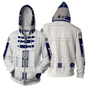 Star Wars R2-D2 Robot Unisex Hoodie Sweatshirts Coat Jacket Cosplay Costume
