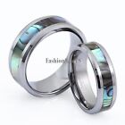 Comfort Fit High Polish Tungsten Carbide Abalone Inlay Men's Women's Rings Band