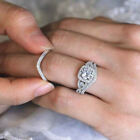 2.75Ct Lab Created Diamond Halo Wedding Ring Bridal Set 14K White Gold Finish
