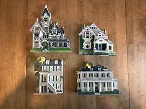 Shelia’s Collectibles Wooden Houses Lot Of 4-CARSON MANSION-Gaffos House & More