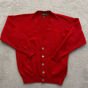 Neiman Marcus Cardigan Sweater Mens Medium Cashmere Wool Red Scotland