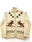 Vintage Cowichan Skiing Zip Up Shawl Cardigan Sweater