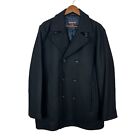 Michael Kors Jacket Mens Large Black Peacoat Double Breasted Wool Blend Lined L