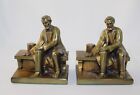 Vintage Ronson Brass Colored President Lincoln Set Book Ends