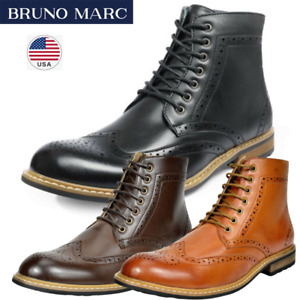 Bruno Marc Men Ankle Motorcycle Boots Oxford Chukka Boots Side Zipper Shoes