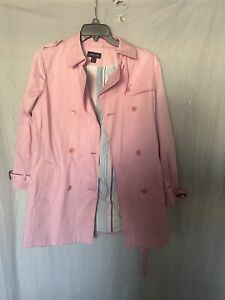 Land’s End Women Pink Short Belted Lined Trench Coat Size 10