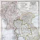 1897 SOUTHEAST ASIA Map ORIGINAL Vietnam Thailand Burma Cambodia STEAMSHIP ROUTE