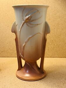 New ListingRoseville Pottery “ Teasel “ Matte Ivory Vase With Two Handles, #886-10, In 1938