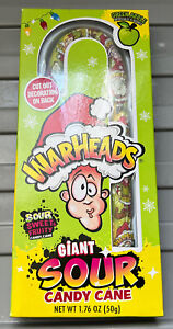Warheads Giant Sour Candy Cane Sour Sweet Fruity Green Apple 1.76 oz
