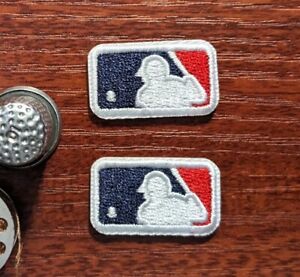 MLB Baseball Logo Patch 2 Small Pieces Embroidered Iron Patch 0.5x1