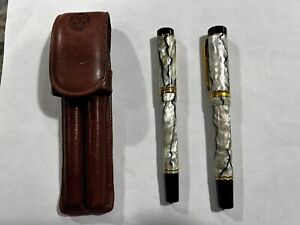 New ListingParker Duofold Pen set - Fountain and Rollerball Pen Set w/Leather Case Preowned