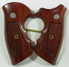 New, wood checkered grips for S&W J Frame Square/Round butt
